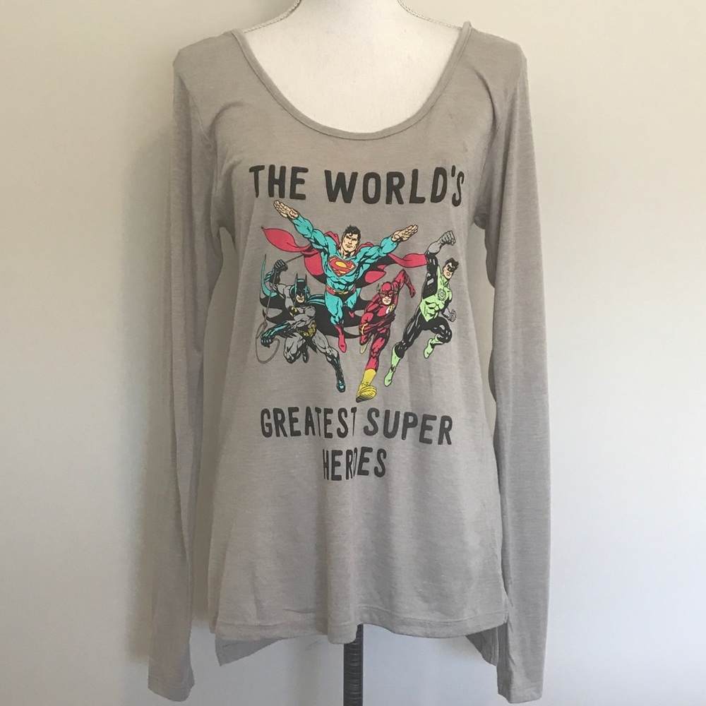 Justice League Tunic T-Shirt Long Sleeve Gray